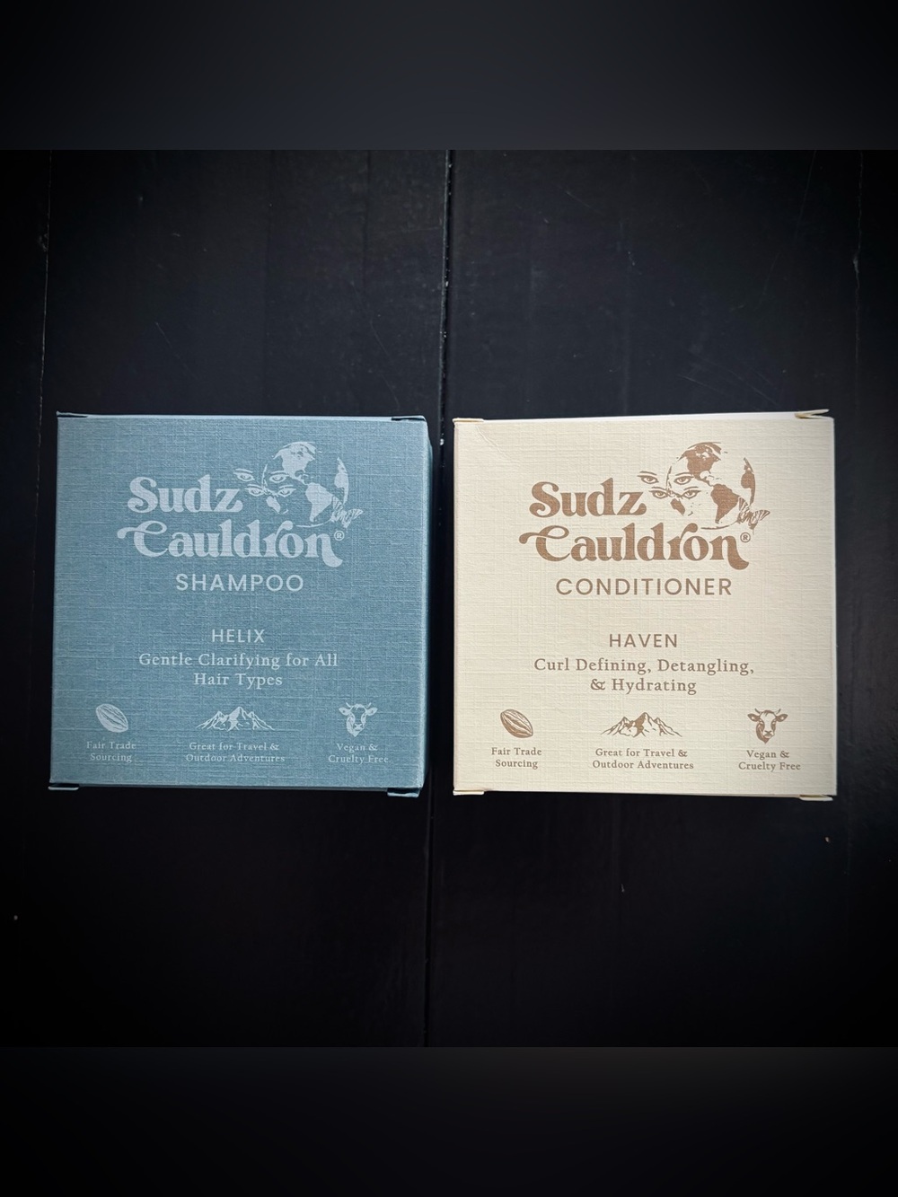 Sudz Cauldron Helix Shampoo and Haven Conditioner Bars